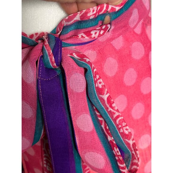 Wrap Sari Skirt Maxi Pink Reversible Chiffon Silk Blend Boho Gypsy Women 1 Sz - Picture 6 of 10